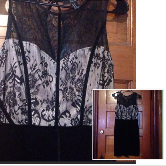 Nude & Black | Lace & Velvet Dress - Picture 5 of 6